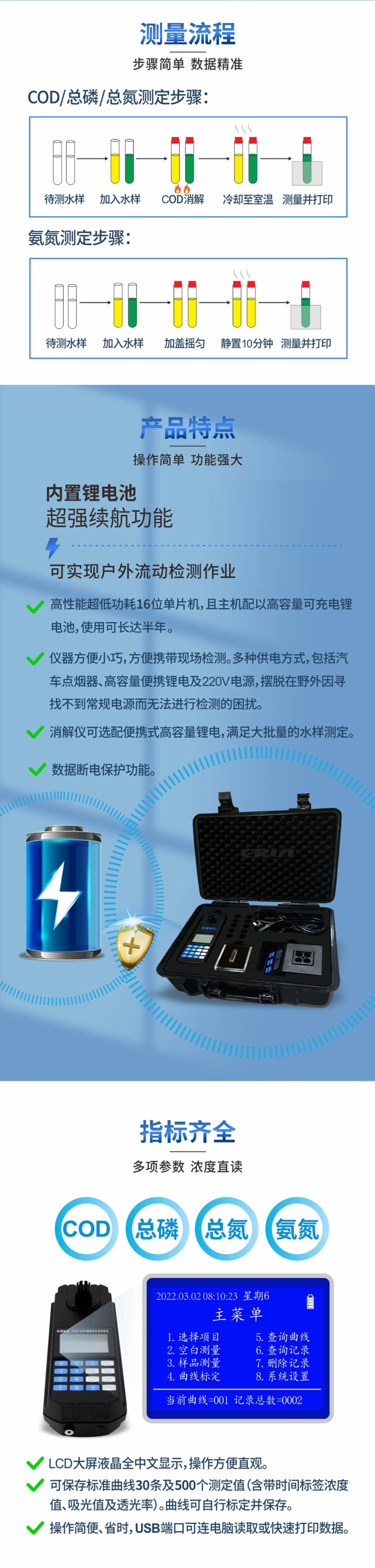 便攜式多參數(shù)COD、氨氮、總磷、總氮水質(zhì)測(cè)定儀